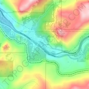 Mappa topografica Cisco Grove, altitudine, rilievo