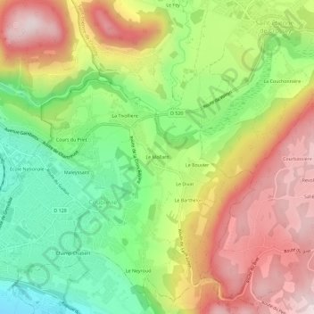 Mappa topografica Le Mollard, altitudine, rilievo