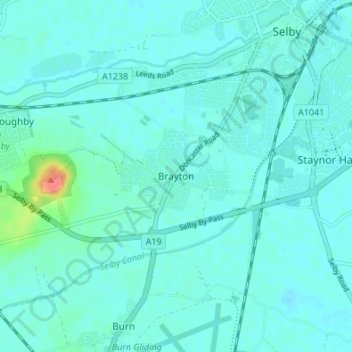Mappa topografica Brayton, altitudine, rilievo