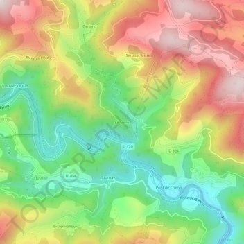 Mappa topografica Le Serre, altitudine, rilievo