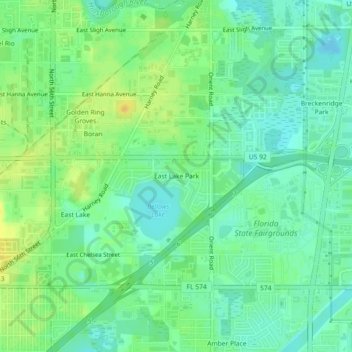 Mappa topografica East Lake Park, altitudine, rilievo