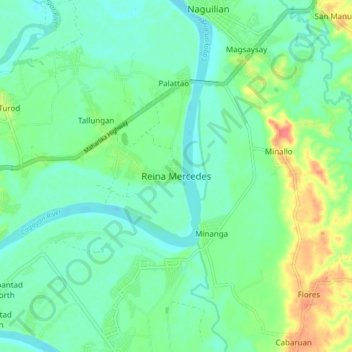 Mappa topografica Reina Mercedes, altitudine, rilievo