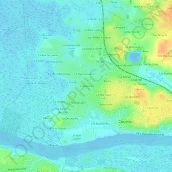 Mappa topografica Les Bottieres, altitudine, rilievo