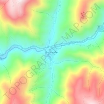 Mappa topografica Goodyears Bar, altitudine, rilievo
