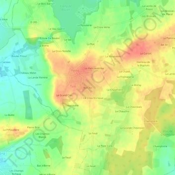 Mappa topografica Bon Air, altitudine, rilievo