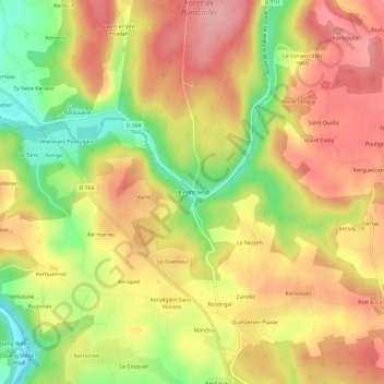 Mappa topografica Le Pont Neuf, altitudine, rilievo