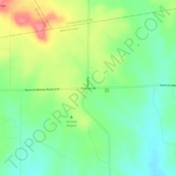 Mappa topografica Democrat, altitudine, rilievo