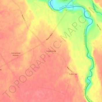 Mappa topografica Trafún Norte, altitudine, rilievo