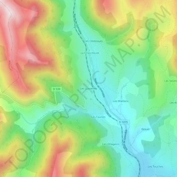 Mappa topografica Les Lussettes, altitudine, rilievo