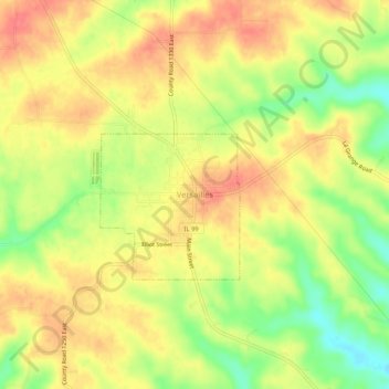 Mappa topografica Versailles, altitudine, rilievo