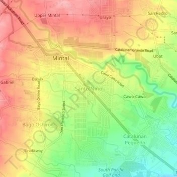 Mappa topografica Santo Niño, altitudine, rilievo