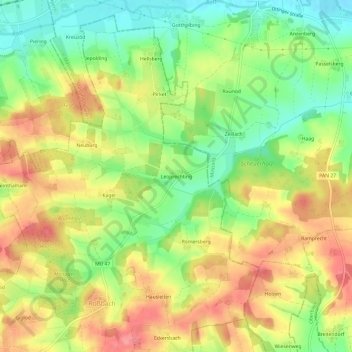 Mappa topografica Leoprechting, altitudine, rilievo