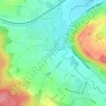 Mappa topografica Montagel, altitudine, rilievo