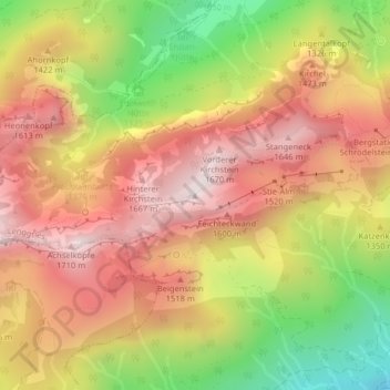 Mappa topografica Latschenkopf, altitudine, rilievo