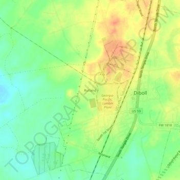 Mappa topografica Rutland, altitudine, rilievo