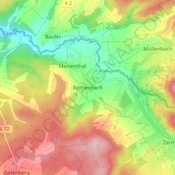 Mappa topografica Rothenbach, altitudine, rilievo