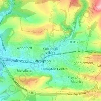 Mappa topografica Colebrook Village, altitudine, rilievo