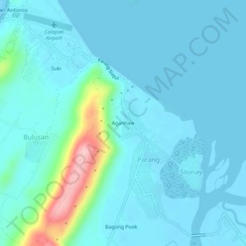 Mappa topografica Aganhaw, altitudine, rilievo
