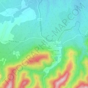Mappa topografica L'Hubac, altitudine, rilievo