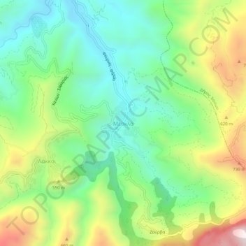 Mappa topografica Meskla, altitudine, rilievo