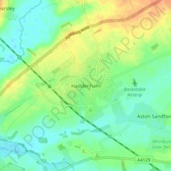 Mappa topografica Haddenham, altitudine, rilievo