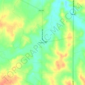 Mappa topografica Skeeterville, altitudine, rilievo