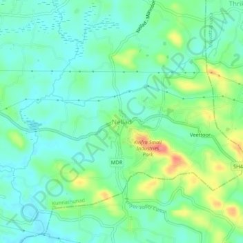 Mappa topografica Nellad, altitudine, rilievo