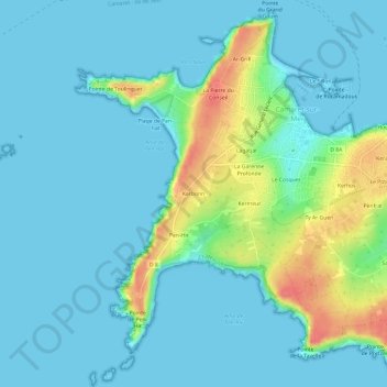 Mappa topografica Kerbonn, altitudine, rilievo