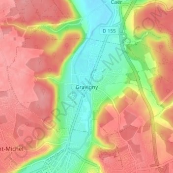 Mappa topografica Gravigny, altitudine, rilievo