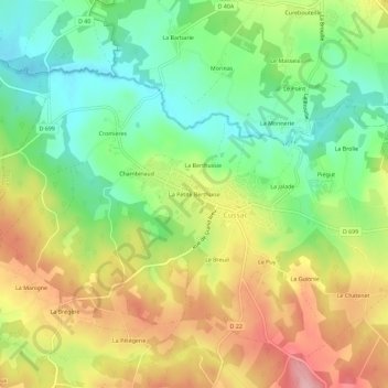 Mappa topografica La Petite Berthuise, altitudine, rilievo