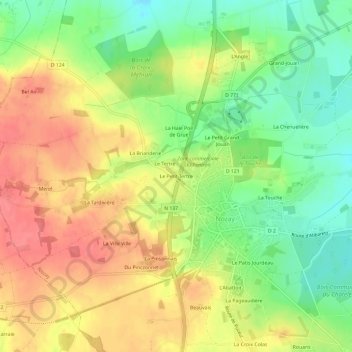 Mappa topografica Le Petit Tertre, altitudine, rilievo