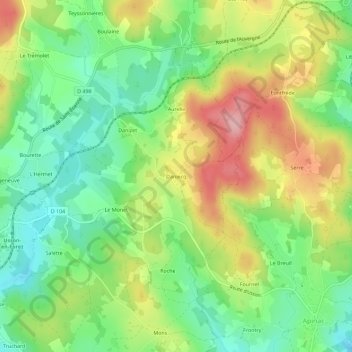 Mappa topografica Daniecq, altitudine, rilievo