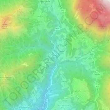 Mappa topografica Rosolo, altitudine, rilievo