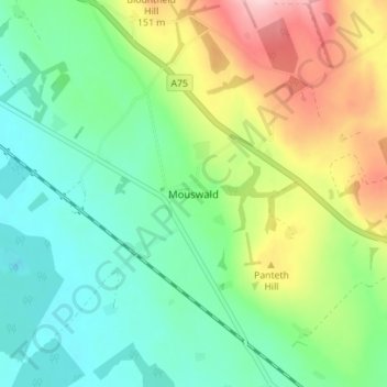 Mappa topografica Mouswald, altitudine, rilievo