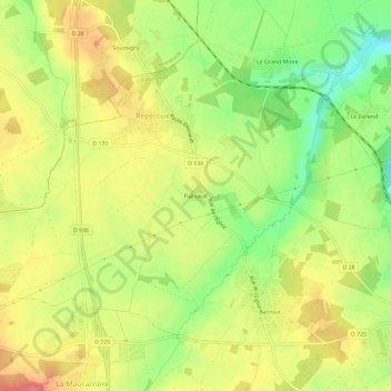 Mappa topografica Palluault, altitudine, rilievo