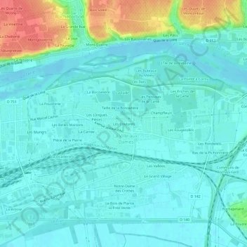 Mappa topografica Les Coutures, altitudine, rilievo