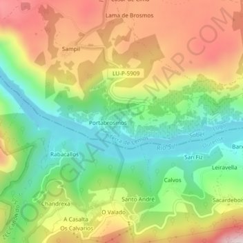 Mappa topografica Chanteiro, altitudine, rilievo