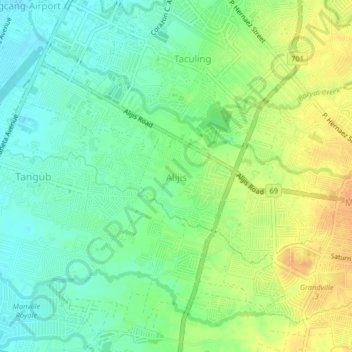 Mappa topografica Alijis, altitudine, rilievo