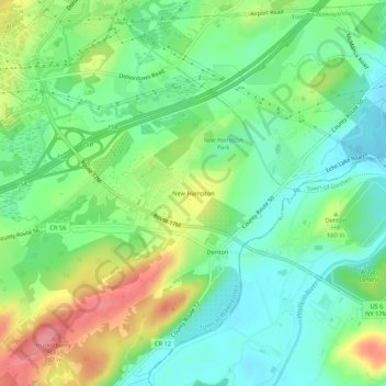 Mappa topografica New Hampton, altitudine, rilievo