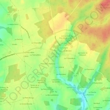 Mappa topografica La Blonderie, altitudine, rilievo
