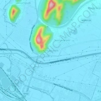 Mappa topografica Ambapuram, altitudine, rilievo