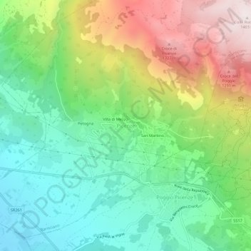 Mappa topografica Picenze, altitudine, rilievo
