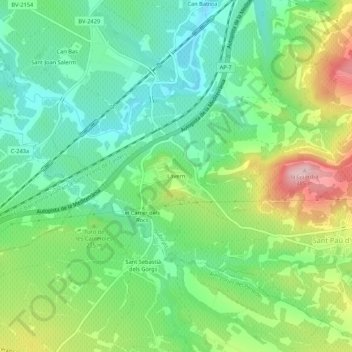 Mappa topografica Lavern, altitudine, rilievo
