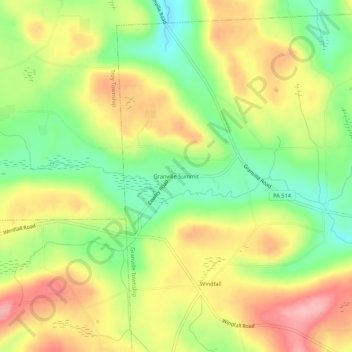 Mappa topografica Granville Summit, altitudine, rilievo