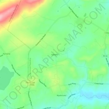 Mappa topografica Isabella, altitudine, rilievo