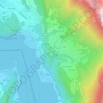Mappa topografica La Closette, altitudine, rilievo