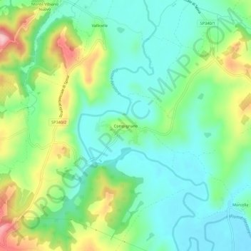 Mappa topografica Compignano, altitudine, rilievo