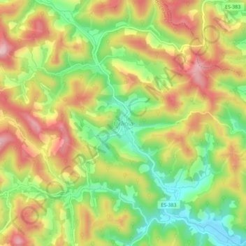 Mappa topografica Urânia, altitudine, rilievo
