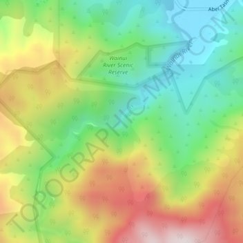 Mappa topografica Wainui Falls, altitudine, rilievo