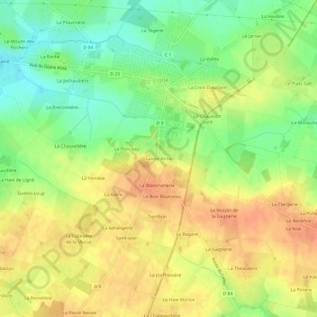 Mappa topografica Sainte-Anne, altitudine, rilievo